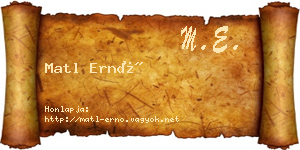 Matl Ernő névjegykártya